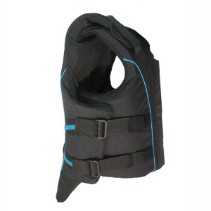 De zijkant van de zwarte Outlyne Youth bodyprotector van Airowear.