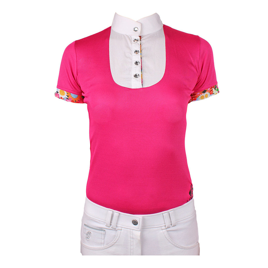 qhp wedstrijd shirt junor flower power roze 8060